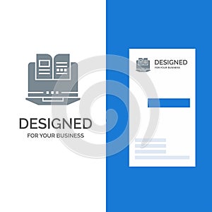 Laptop, Computer, Book, Hardware Grey Logo Design and Business Card Template