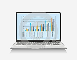 Laptop computer with charts and graph screen