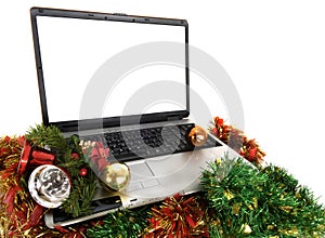 Laptop computer in christmas
