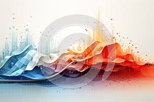 A laptop computer with a colorful design on the screen. Generative AI image.