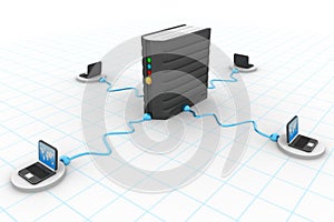 Laptop Computer connected to the server