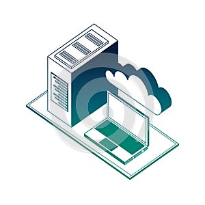 laptop computer cpu tower cloud storage network data