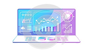 Laptop Computer Data Analytics Dashboard, vector design Generative AI