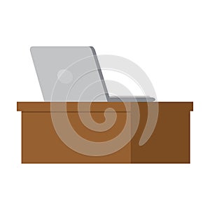 Laptop Computer on Desk Illustration