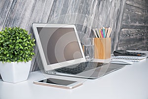 Laptop computer on desktop