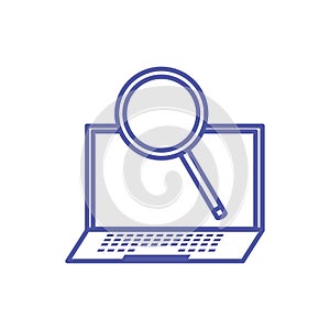 laptop computer device with search magnifying glass