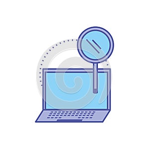 laptop computer device with search magnifying glass