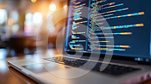 Laptop Computer Displaying Programming Code, Software Development and Technology Concept