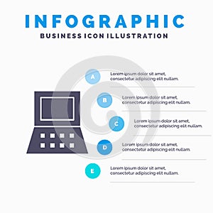 Laptop, Computer, Hardware Solid Icon Infographics 5 Steps Presentation Background