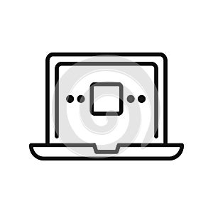 Laptop Computer Icon Black And White Illustration
