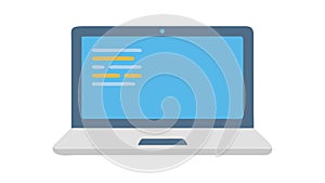 Laptop computer icon with code or data on screen, vector design Generative AI