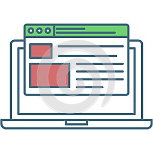 Laptop computer icon with vector website on screen