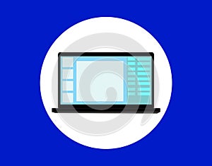 Laptop, computer isolated flat icon on blue background