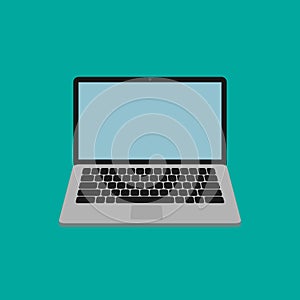 Laptop computer isolated icon. Flat style