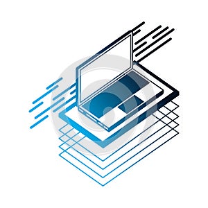 laptop computer isometric device digital technology