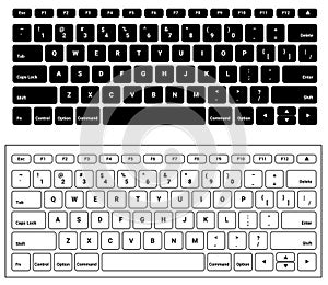 Laptop computer keyboard. Black and white button version