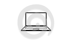 Laptop computer line flat icon on white background