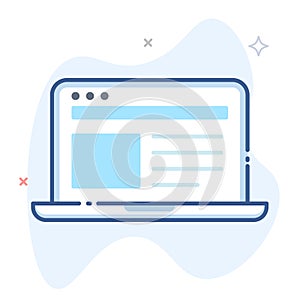 Laptop  computer line illustration. Notebook outline vector icon.