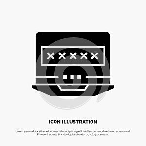 Laptop, Computer, Lock, Security solid Glyph Icon vector