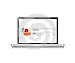Laptop computer login illustration design
