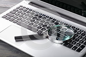 Laptop computer with magnifying glass