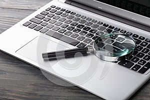 Laptop computer with magnifying glass