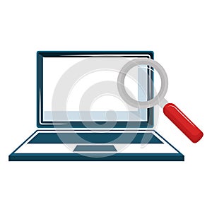 laptop computer with magnifying glass