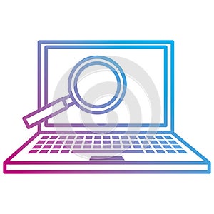 laptop computer with magnifying glass