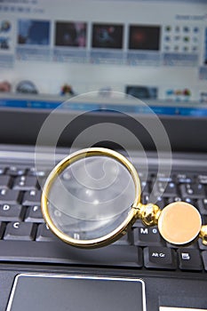 Laptop computer with magnifying glass