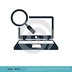 Laptop, Computer Magnifying Glass Icon Vector Logo Template Illustration Design. Vector EPS 10