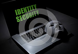 Laptop computer with mask to hide identity