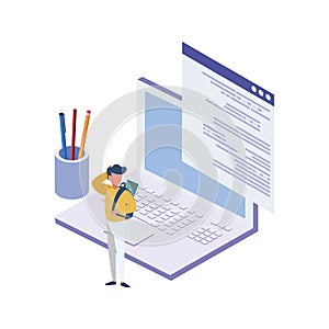 Laptop computer with minipeople workers