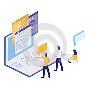 Laptop computer with minipeople workers