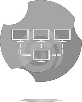 Laptop or computer net sign web button icon isolated on white