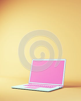 Laptop Computer Notebook Internet Communication Safety Pink Blue Yellow Beige Technology Keyboard Screen Touchpad