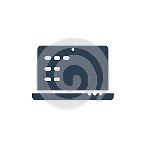 laptop computer, notebook solid flat icon. vector illustration