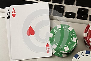 Laptop computer and online gambling theme