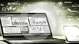 A laptop computer is open to a screen displaying a graph of some sort