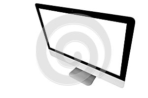 Laptop computer PC with blank screen mock up isolated on white background. Laptop isolated screen. PC computer white screen with c