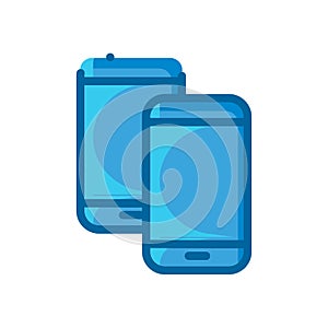 Laptop computer phone storage blue flat icon isolated on white background