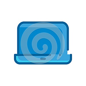 Laptop computer phone storage blue flat icon isolated on white background