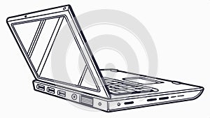 Laptop computer, portable technology for work and study vector design Generative AI