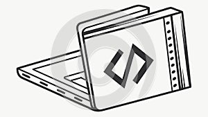 Laptop Computer with a Programming Code Symbol on Screen, vector design Generative AI