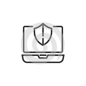 Laptop computer security line icon