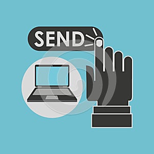 Laptop computer send email icon