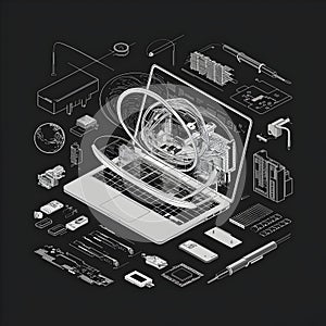 a laptop computer sitting on top of a table