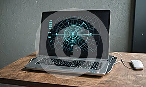 laptop computer sitting on wooden table