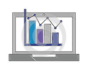 Laptop computer statistics chart business