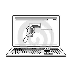 Laptop computer technology black and white