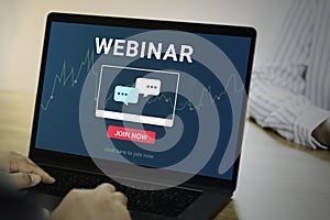 Laptop Computer with Webinar E-business